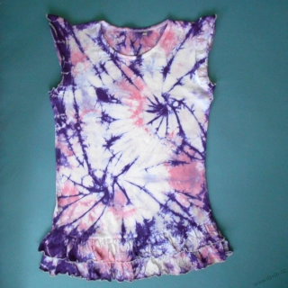 Dívčí bílo-růžovo-fialové batikované šaty 12/14