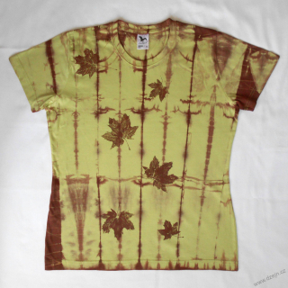 Zeleno-hnědé dámské triko s listy XL