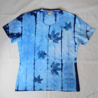 Bílo-modré dámské triko s listy 3XL