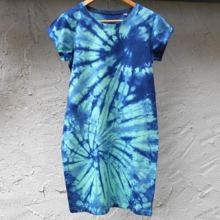 Mentolovo-modré dámské batikované šaty