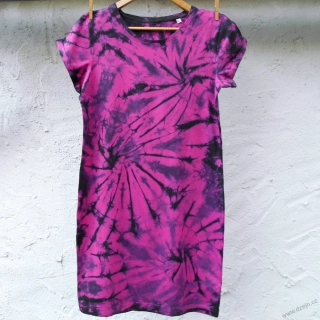 Růžovo-černé dámské batikované šaty