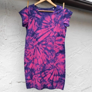 Růžovo-modré dámské batikované šaty