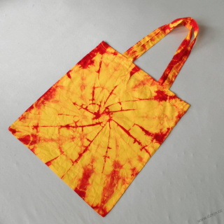 Plátěná žluto-červená batikovaná taška