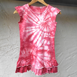 Dívčí bílo-vínové batikované šaty 12/14