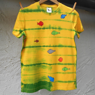 Žluto-zelené dětské tričko s rybičkami (12 let)