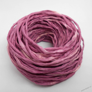 Hedvábná šňůrka růžovo-vínová strakatá