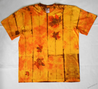 Žluto-oranžovo-hnědé triko s listy XL