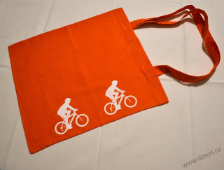Tmavě oranžová taška s bílými cyklisty