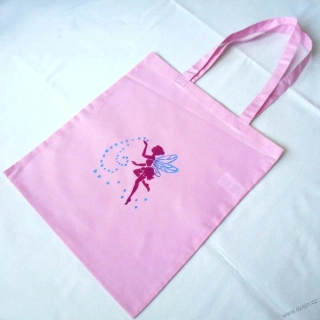 Růžová taška s růžovo-modrou okřídlenou vílou