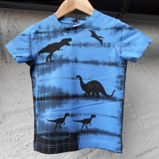 Modro-černé dětské tričko s dinosaury (4 roky)