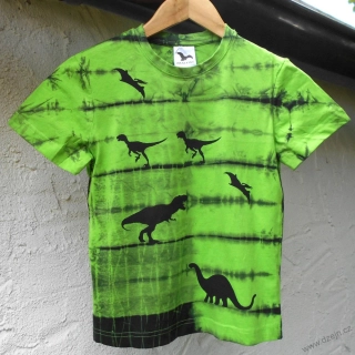 Zeleno-černé dětské tričko s dinosaury (8 let)