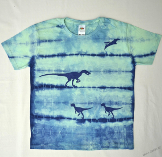 Mentolovo-modré dětské tričko s dinosaury (7-8 let)
