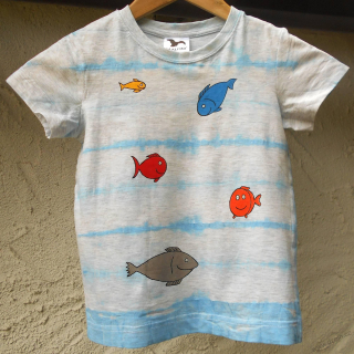 Šedo-modré dětské tričko s rybičkami (4 roky)