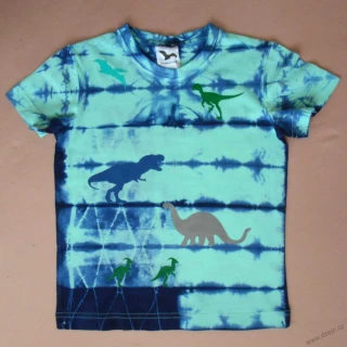 Mentolovo-modré dětské tričko s dinosaury (6 let)