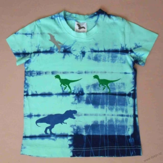 Mentolovo-modré dětské tričko s dinosaury (4 roky)